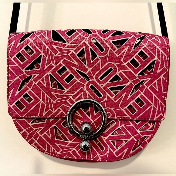 KENZO Hot Pink Laser Cut Leather Flying Crossbody Bag in Pristine Condition - Picture 1 of 17